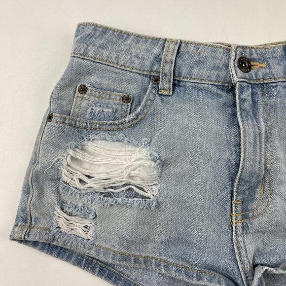 Carmar Jean Shorts Womens Size 25 Blue Denim Distressed - Picture 4 of 9